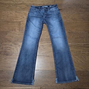 Buckle BKE Aiden Jeans Mens 28x30 Fit Bootleg Blue Denim Whiskers Med Wash